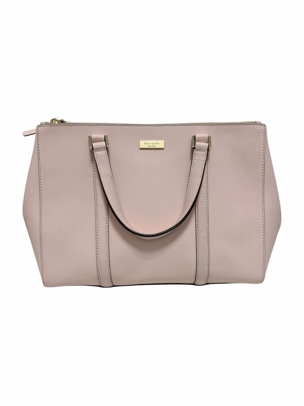 Kate Spade Crosshatching Light Pink Leather Satchel Handbag